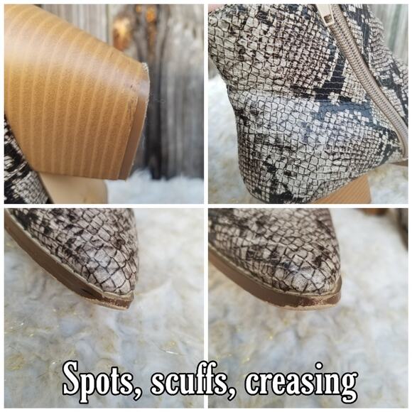 Snake Print Zip Ankle Boots Lulus x Matisse Spirit Size 7.5 Tan Synthetic Bootie - Picture 10 of 14